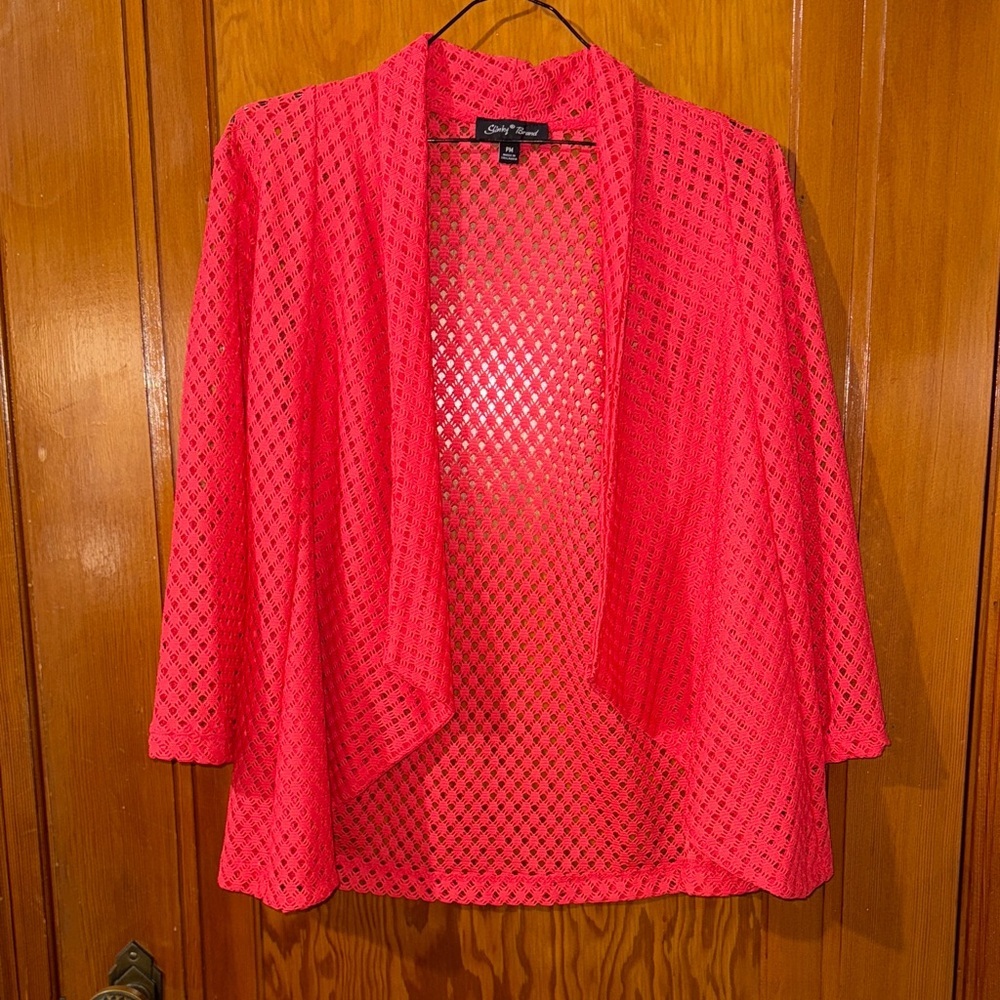 Slinky Brand Bright Pink Mesh Cardigan